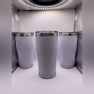 PACK OF 3 20oz Stainless Steel Powder Coated White Tumblers